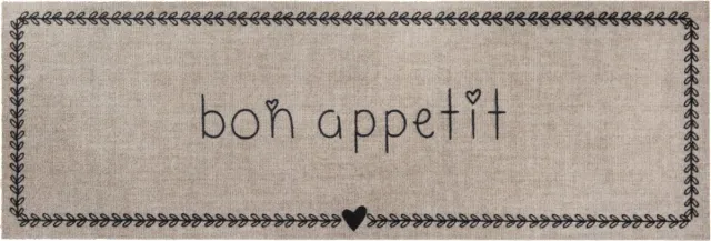 MD-Entree MD Entree - Keukenloper - Vloerkleed - Machinewasbaar - Cook & Wash - Bon Appetit Hearts - 50 x 150 cm Grijs