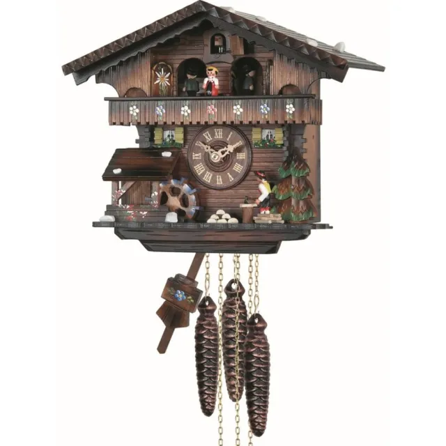 Engstler 440_QMT - Koekoeksklok - Kwarts - Notenhout - met muziek met dansend paar - 26 cm