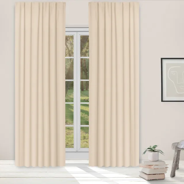 Light Guard 1x kant & klaargordijnen - verduisterend - isolerend gordijn - geluiddempend - met haken voor gordijnrail - 140x280cm - cream beige