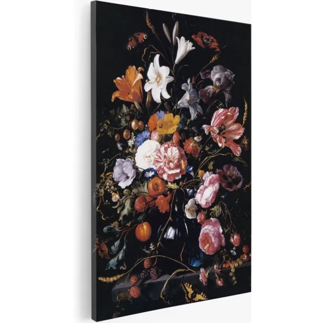 Saammp Canvas Schilderij - Jan Davidsz - Bloemstilleven met tulpen en rozen - Abstract - Kunst - 75x100 - Foto op canvas - Wanddecoratie - Muurdecoratie Woonkamer - Slaapkamer decoratie - Canvas Print Multicolor
