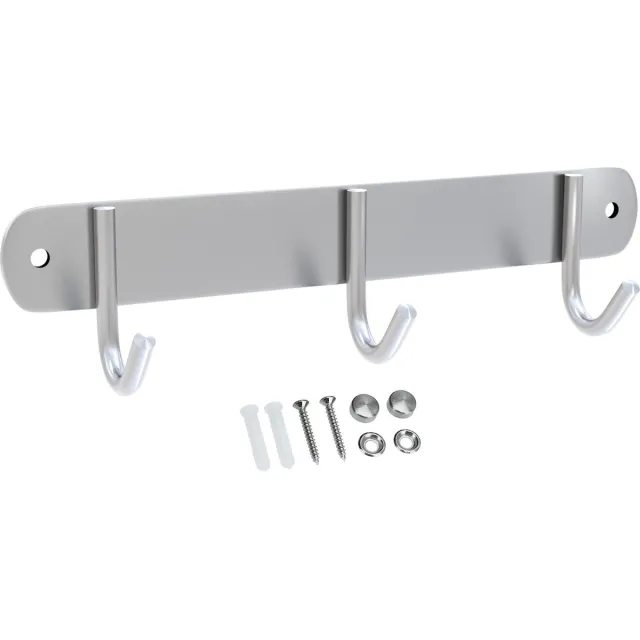 Intirilife roestvrijstalen kapstok model E - 3 haken - jashaken kapstok in 5 verschillende designs Zilver