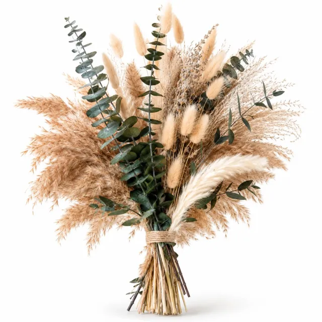 BOTC Droogbloemen Boeket - 92 Stuks - Gedroogde Lavendel, Eucalyptus & Pampasgras - Boho Droogboeket - Naturel Bruin