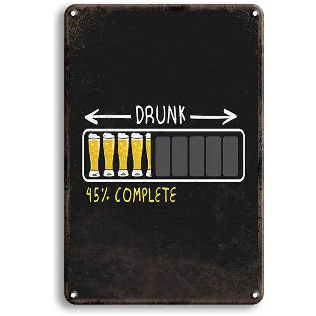 Vulders Trading Drunk 45% Complete Metalen Wandbord 30x20cm – Drank Tekstbord – Vintage Retro Wanddecoratie – Bar Kroeg Mancave Decoratie Multi