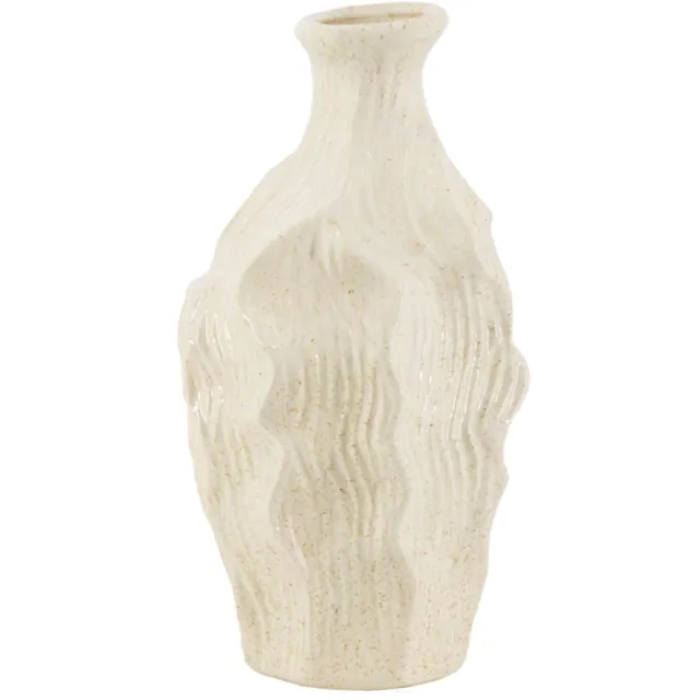 homebound by ky Aardewerk vaas wavestone beige | bloemenvaas | 14x14x26,5cm Off-white
