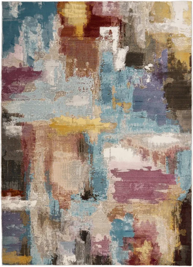 Padiro design laagpolig vloerkleed 80 x 150 cm - oudroze - modern abstract ontwerp - voor vloerverwarming - van polypropyleen en katoen