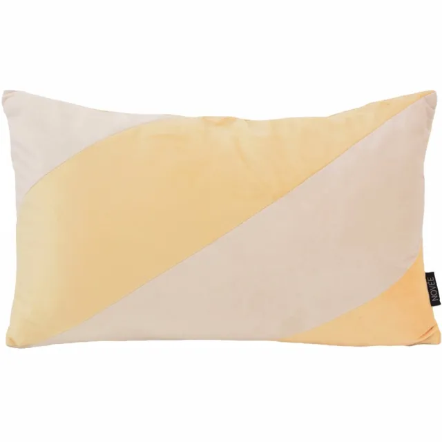 NOVÉE Velvet Swirl Geel/Crème Kussenhoes | 30x50 cm | Fluweel/Polyester