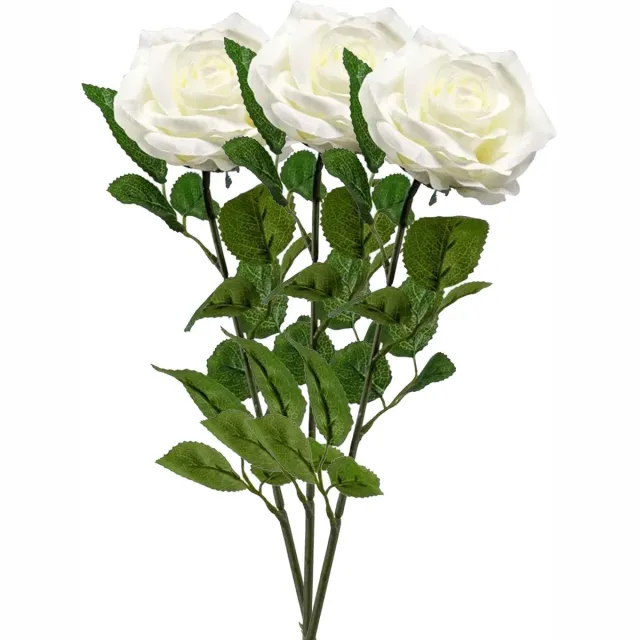 Emerald Kunstbloem roos Marleen - 3x - creme - 63 cm - decoratie bloemen