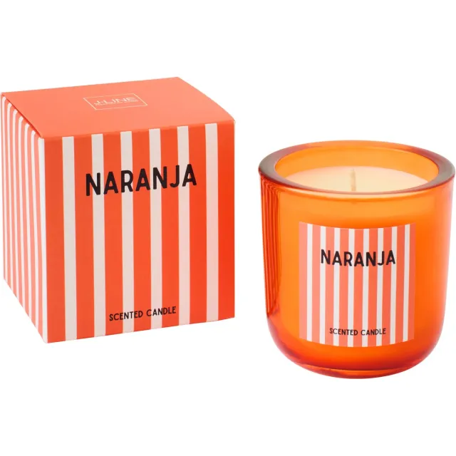 J-Line geurkaars Naranja - Mandarin Moments - glas - oranje - large