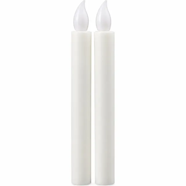 SWGOTA led kaarsen, set van 2 witte lange kaarsen met vlamvormige top voor bruiloften, kerken en feestdecoratie