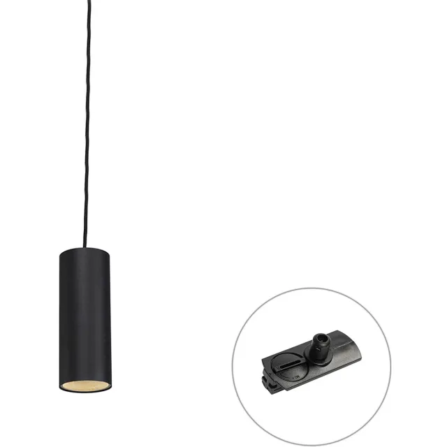QAZQA Professional Design hanglamp zwart incl. rail adapter 1-fase - Iconic Tubo Zwart - 1 lichts