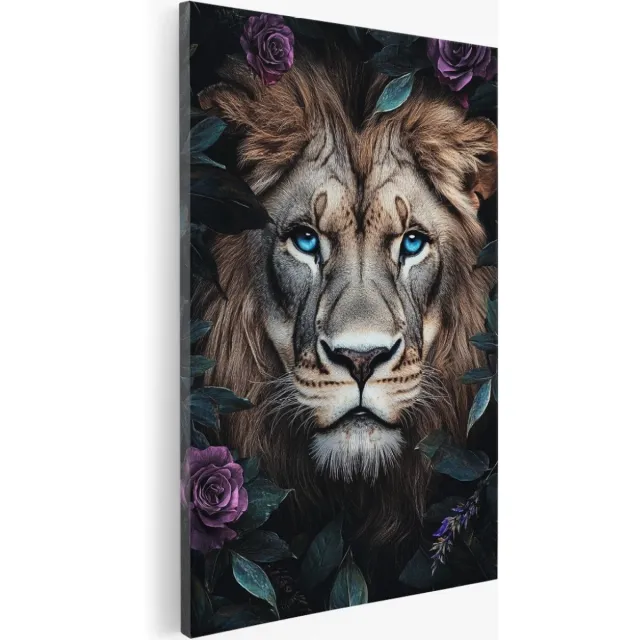Saammp Canvas Schilderij - Abstracte leeuw - Dieren - Natuur - 30x45 - Foto op canvas - Wanddecoratie - Muurdecoratie Woonkamer - Slaapkamer decoratie - Canvas Print Multicolor