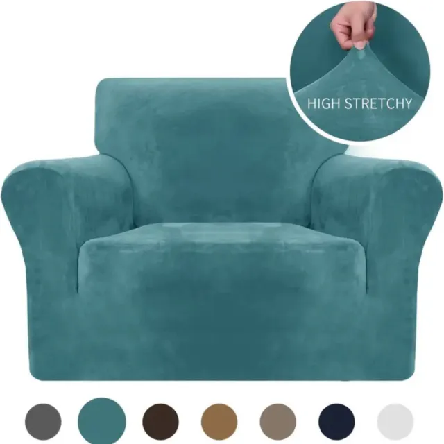 Nivard Bankhoes - Bankbeschermer - Stretch - Sofa Cover - Fluweel - Turqoise - Fauteuil