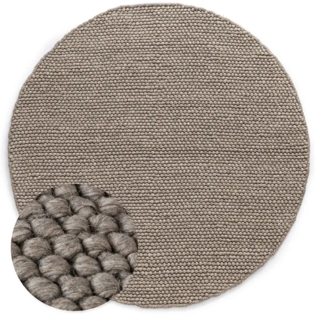 Nordic Weavers Rond wollen vloerkleed - Løkke zandkleur 150