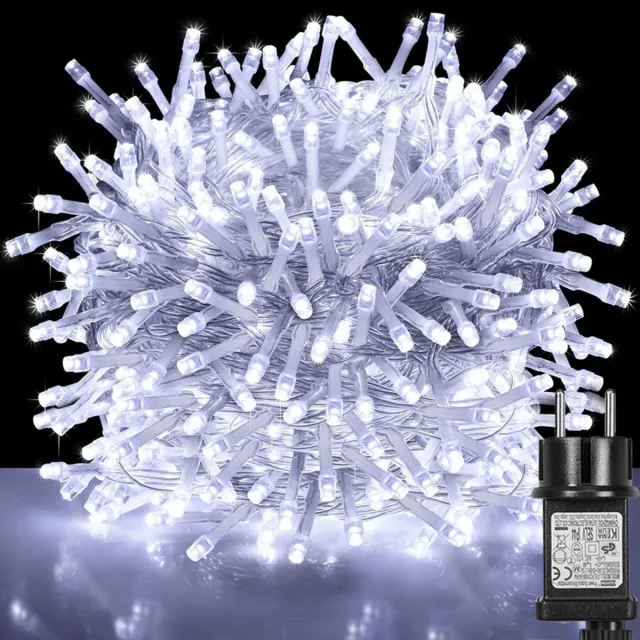 MUPOO Wit Kerstverlichting Buiten - 50 m 400 LED's - 8 modi - IP44 Waterdicht - met Timer en Geheugenfunctie - Ideaal voor Binnen en Buiten - Perfect voor Kerstdecoratie - Kerstversiering
