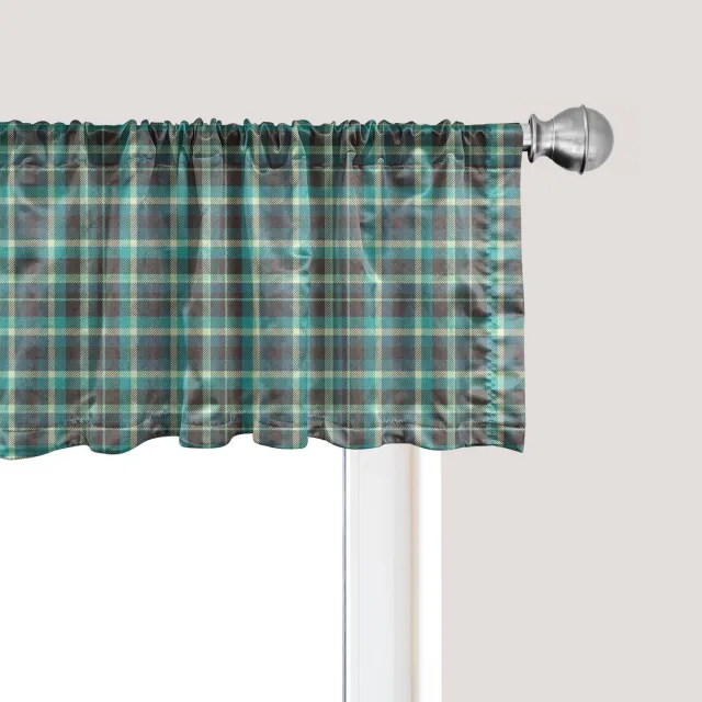 ABAKUHAUS Abstracte raamvalance, gordijnvalance voor keuken en slaapkamer met tunnelzoom, 137 cm x 45 cm, veelkleurig Groen Zwart