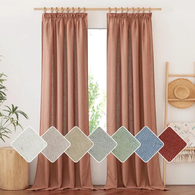 Unyqoos Bohemien Stijl Linnen Gordijnen met Plooiband en Multi-Montage Opties voor Woonkamer orange