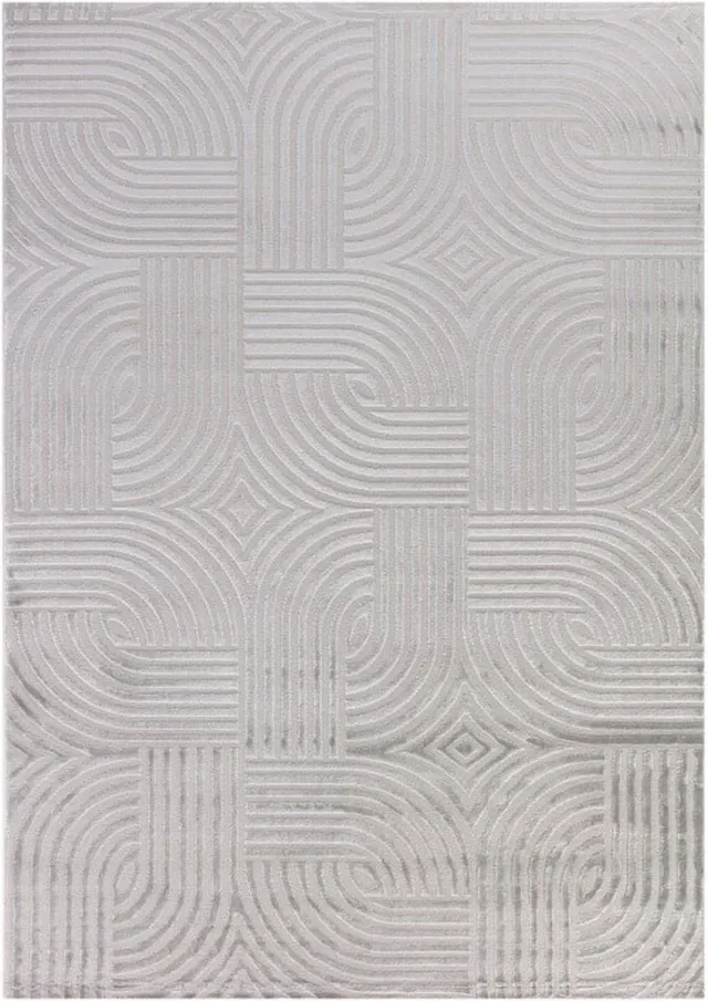 flycarpets Cara Modern Japandi Architectura Vloerkleed - Zilver - 160x230 cm Grijs