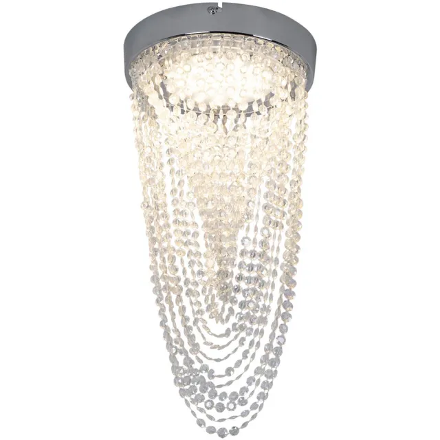 ESTO LED-plafondlamp, plafondverlichting, woonkamerlamp, kristaloptiek, helder, chroom, H 34 cm Duidelijk