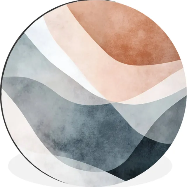 WallCircle Wandcirkel - Muurcirkel - Abstract - Golven - Blauw - Aluminium - Dibond - 140x140 cm - Binnen en Buiten