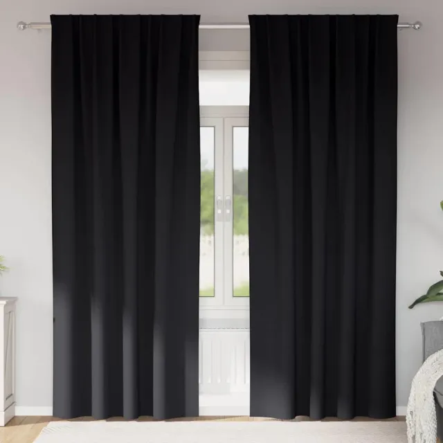 vidaXL Zwart-out Gordijnen met Ringen 2 st Zwart 245 x 140 cm