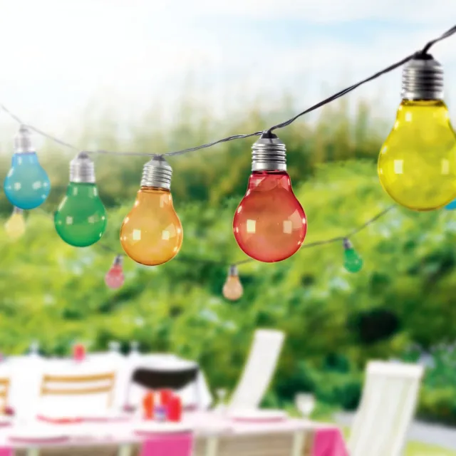 Trango 3208 LED Party String Lights - 10 stuks Party Lights Decoratie - RGB Band - Party Lights - Mood Light - Party Lighting met 10x kleurrijke lichten in gloeilampvorm in echt glas ca. 8m lengte multi kleur
