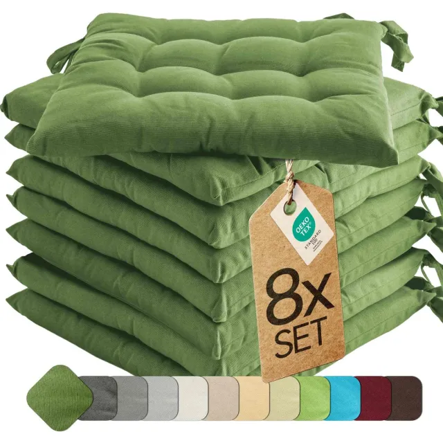 etérea Himmlische Qualität etérea Basic Zitkussen Stoelkussen - Seat Cushion 8 Stuk - 40x40 cm - Cactus Groen