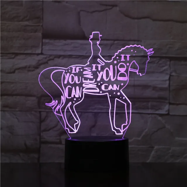 MC Living 3D Led Lamp Met Gravering - RGB 7 Kleuren - Paard