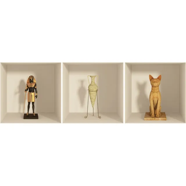 Ambiance Sticker Sticker met 3D-effect van Egyptische beelden en honden, 40 x 120 cm Multi color