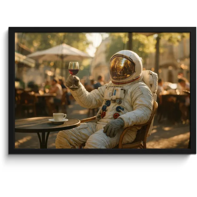 FrameYourWall Poster in lijst - Fotolijst 60x40 cm - Posters - Wijn - Rood - Terras - Koffie - Posterlijst zwart - Decoratie - Wanddecoratie woonkamer - Muurdecoratie slaapkamer