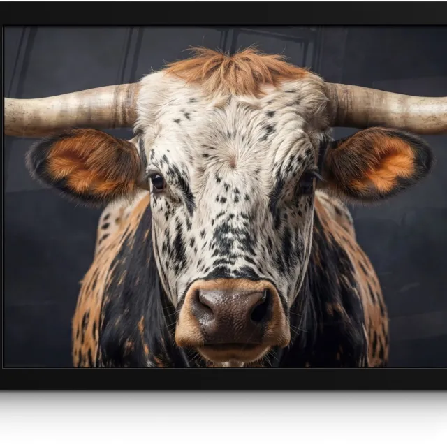 FrameYourWall Poster in lijst - Fotolijst 40x30 cm - Posters - Stier - Kleurrijk - Hoorns - Posterlijst zwart - Decoratie - Wanddecoratie woonkamer - Muurdecoratie slaapkamer