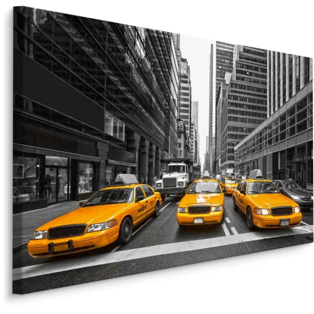 karo-art Schilderij Gele taxi in New York City, 4 maten, wanddecoratie Multikleur