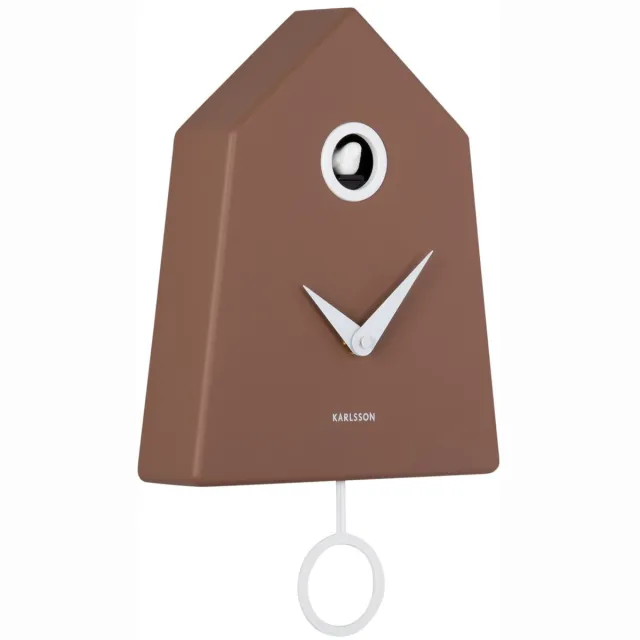 Karlsson Wandklok Grafico Cuckoo - Mokka - 7.4x21.5x35.5cm - Wandklok Modern Bruin