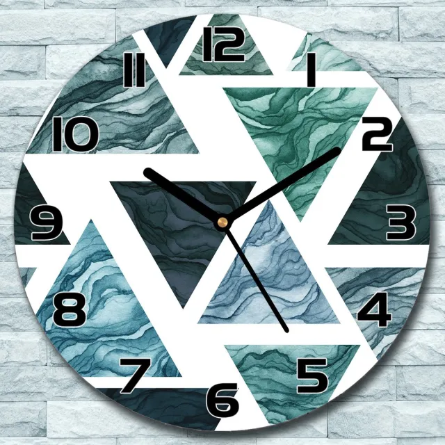 Coloray Wandklok - Marmeren driehoeken Glazen Wandklok - 30fi cm - Groente Wandklok - Wandklok Ronde - Wandklok Modern - Wandklok Keuken - Stille Wandklok Groente - Marmeren driehoeken - Zwarte Handen