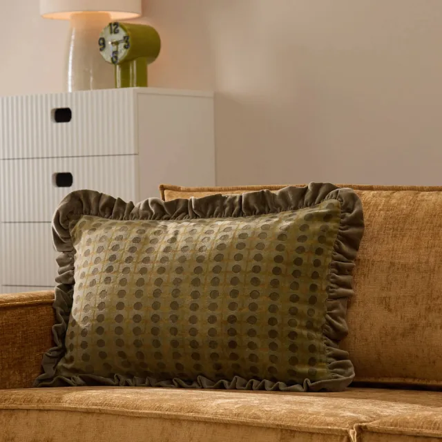 NOUS Living sierkussen Kenmore (40x60 cm) groen/oker