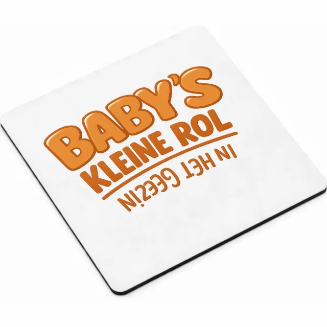 Mr Cadeautjes MDF magnetische fotolijst vierkant 9,5 - design Humoristische babyboodschap met omgekeerde typografie | cadeau Wit
