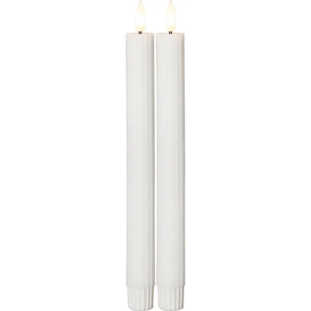 Star Trading LED kaars Flame Stripe set van 2 gemaakt van was, wit