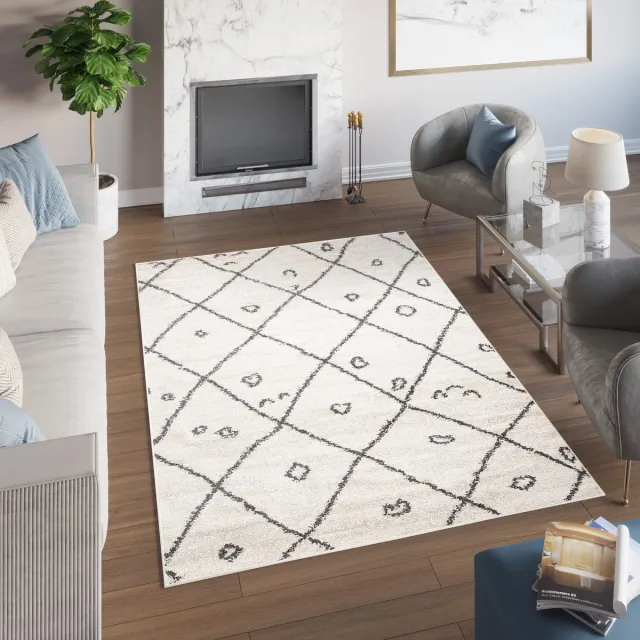 Tapiso Delhi Vloerkleed Kleed Modern Hoogpolig Tapijt Beige 1