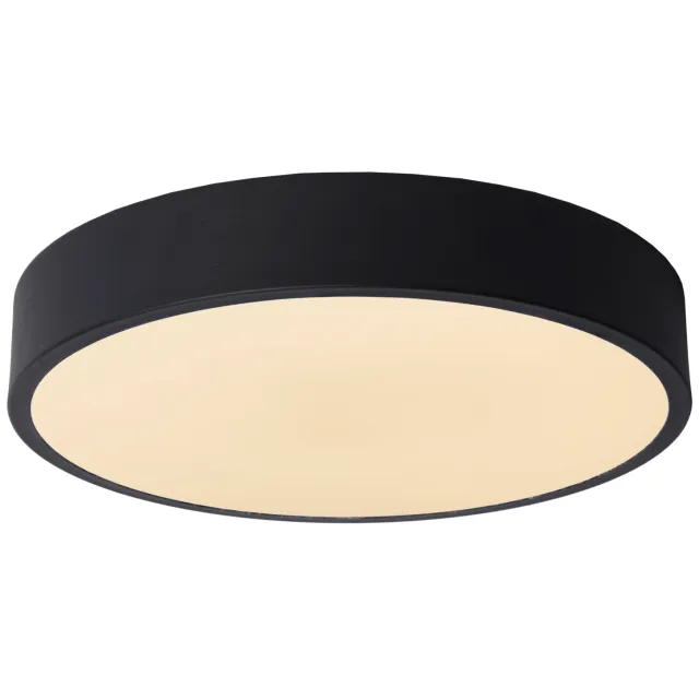 Lucide UNAR - Plafonnière - Ø 30 cm - LED Dimb. - 1x18W 2700K - 3 StepDim - Zwa Zwart, Opaal