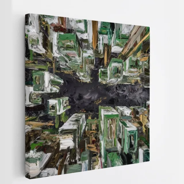 Saammp Canvas Schilderij - Gebouwen - Abstract - 60x60 - Foto op canvas - Wanddecoratie - Muurdecoratie Woonkamer - Slaapkamer decoratie - Canvas Print Multicolor