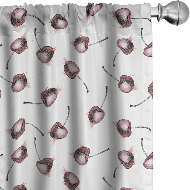 ABAKUHAUS Kers – Gordijnen – 2x75x225 cm – Microvezel – Wit/Lichtroze
