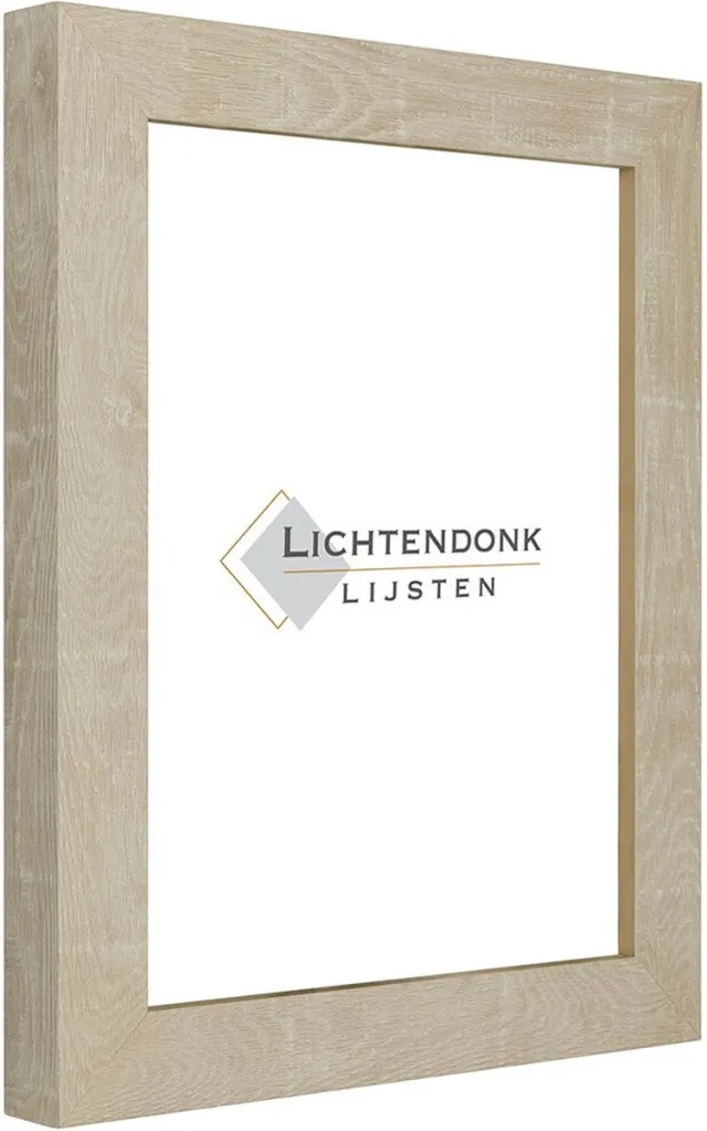 Lichtendonk Fotolijst Zand Bruin - Houtlook - Fotomaat 50x70 - Ontspiegeld Glas - Art.nr. 55-541 Naturel