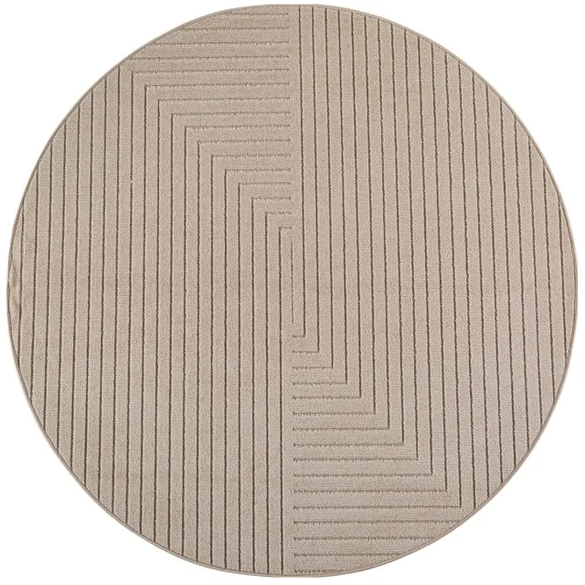Dutch XXL Rond Scandinavisch Vloerkleed | Tapijt | Nova | Labyrint | Beige | 120x120 cm