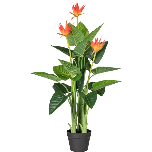 Kopu Kunstplant Guzmania 105 cm met 3 oranje bloemen - Nepplant Groen