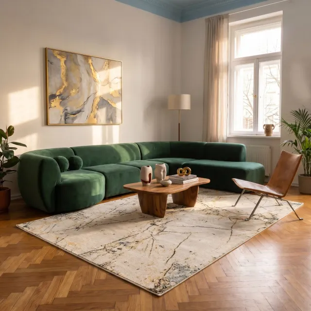 Sunday rugs Sky – Vloerkleed – 200x290cm – Beige – Laagpool – Woonkamer & Slaapkamer – Extra zacht – Vloerverwarmingsgeschikt – Makkelijk te reinigen – Pluisvrij