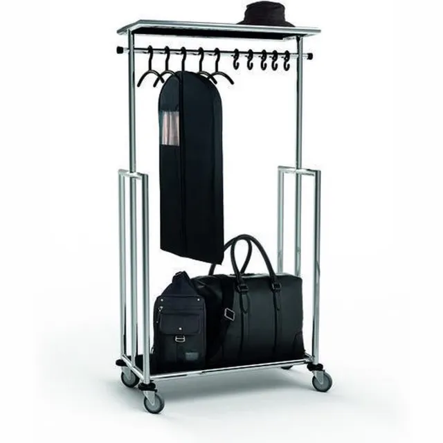 Kerkmann Kapstok Lobby trolley met roede en wielen chroom