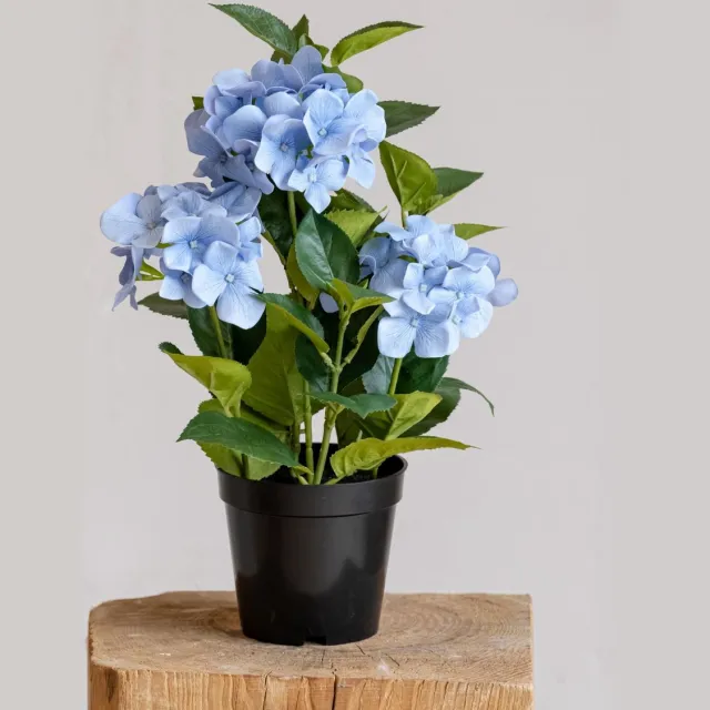 Unyqoos Decoratieve kunsthortensia met pot voor een sfeervol interieur blauw