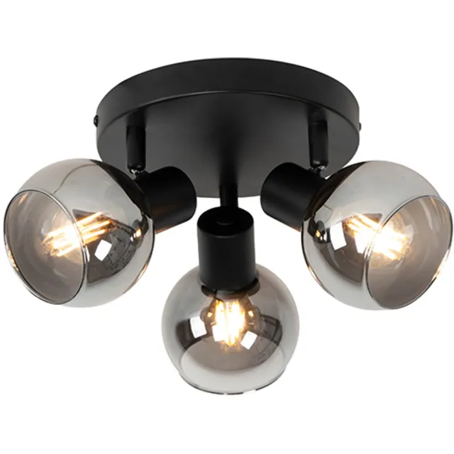 QAZQA vidro - Art Deco Plafondspot | Spotje | Opbouwspot - 3 lichts - Ø 35 cm - Zwart - Woonkamer | Slaapkamer | Keuken