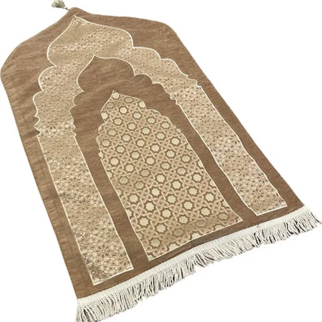 mirac Luxe Gebedskleed Chenille met motief Licht Bruin