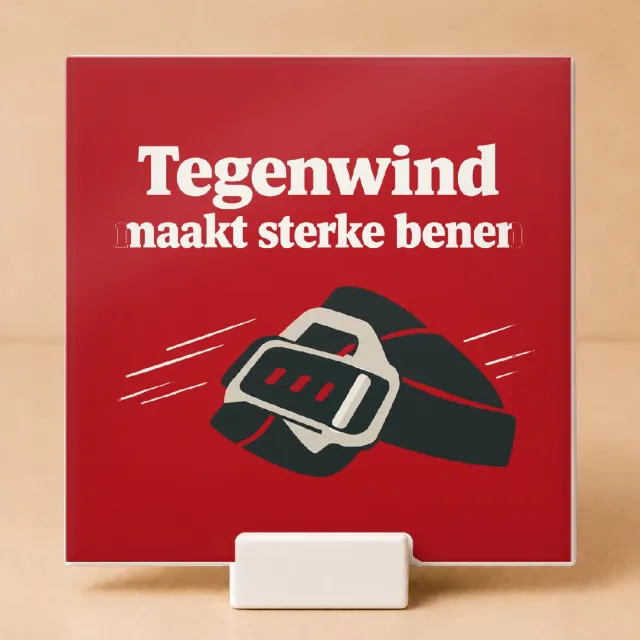 Bedruk King Speelse Tegel 'Wie niet waagt, wie niet waait' – Inspirerende Wanddecoratie voor Positiviteitsfans - 15 x 15 cm met houder Wit