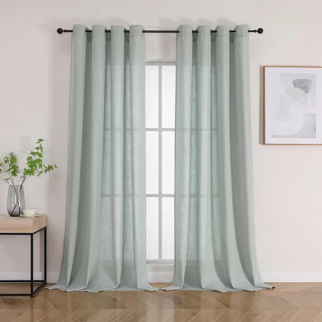 JGS Premium - Transparant linnen gordijn set van 2, semi-ondoorzichtig - lichtgrijs - L 132 x H 245 cm - lichtdoorlatend - voor binnen - woonkamer, slaapkamer - decoratief raamdecoratie. Any
